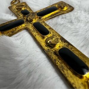 Vintage Gold Tone w/ Black Enamel Pendant